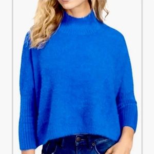 P Luca Milano Eyelash Mock Neck Cropped Sweater